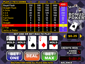 Bonus Poker Videopoker Online